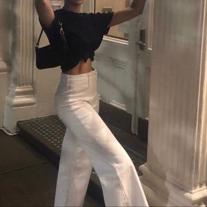 NWT H&M white high-rise wide-leg jeans